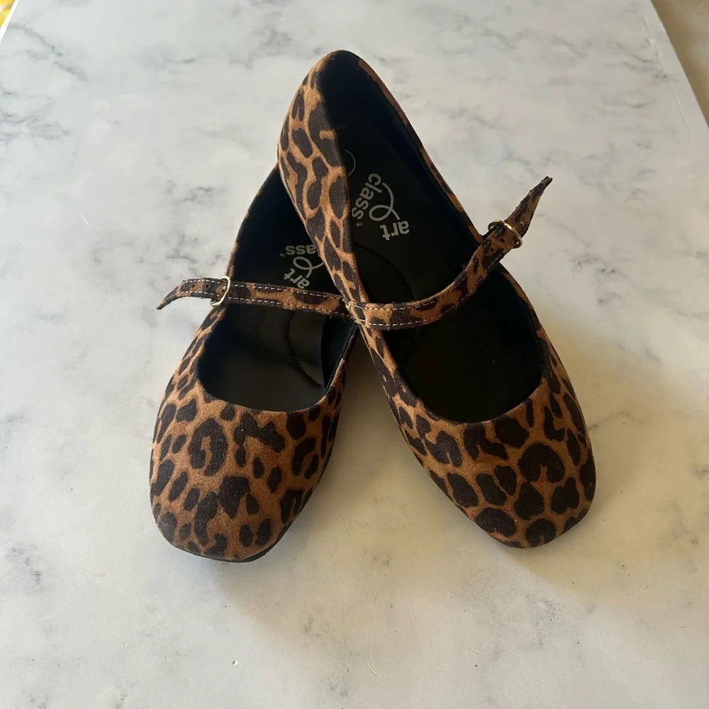 Art Class Kids' Leopard Print Mary Jane Flats Shoes Little Girl Size 1